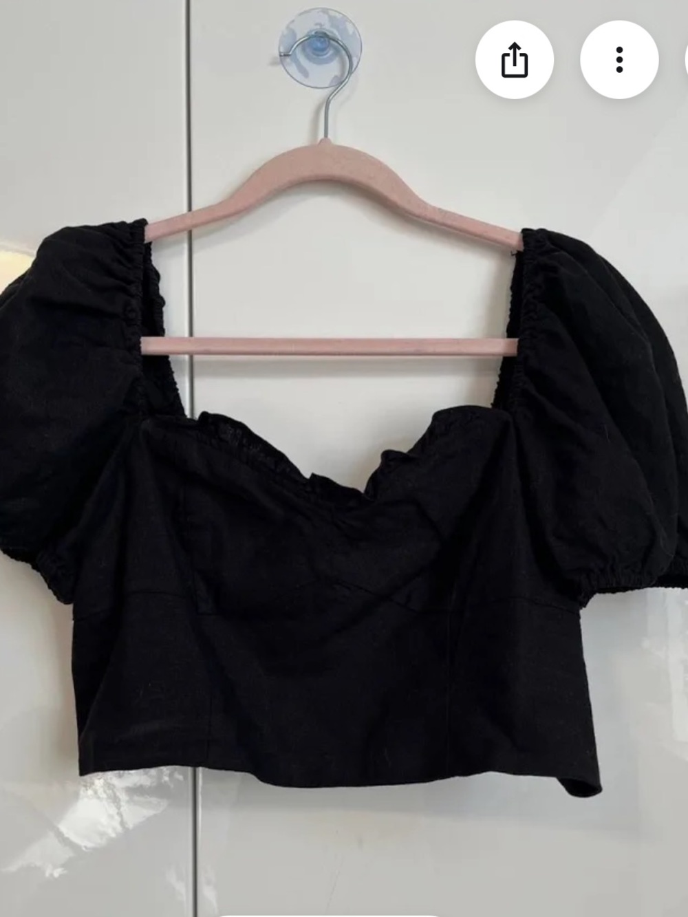 Rachel Zoe Black Puff-Sleeve Cropped Top